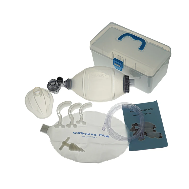 

Silicone Manual Resuscitator with PP Box Reservoir Bag First Aid Cardiopulmonary Resuscitation For Adult Child Infant