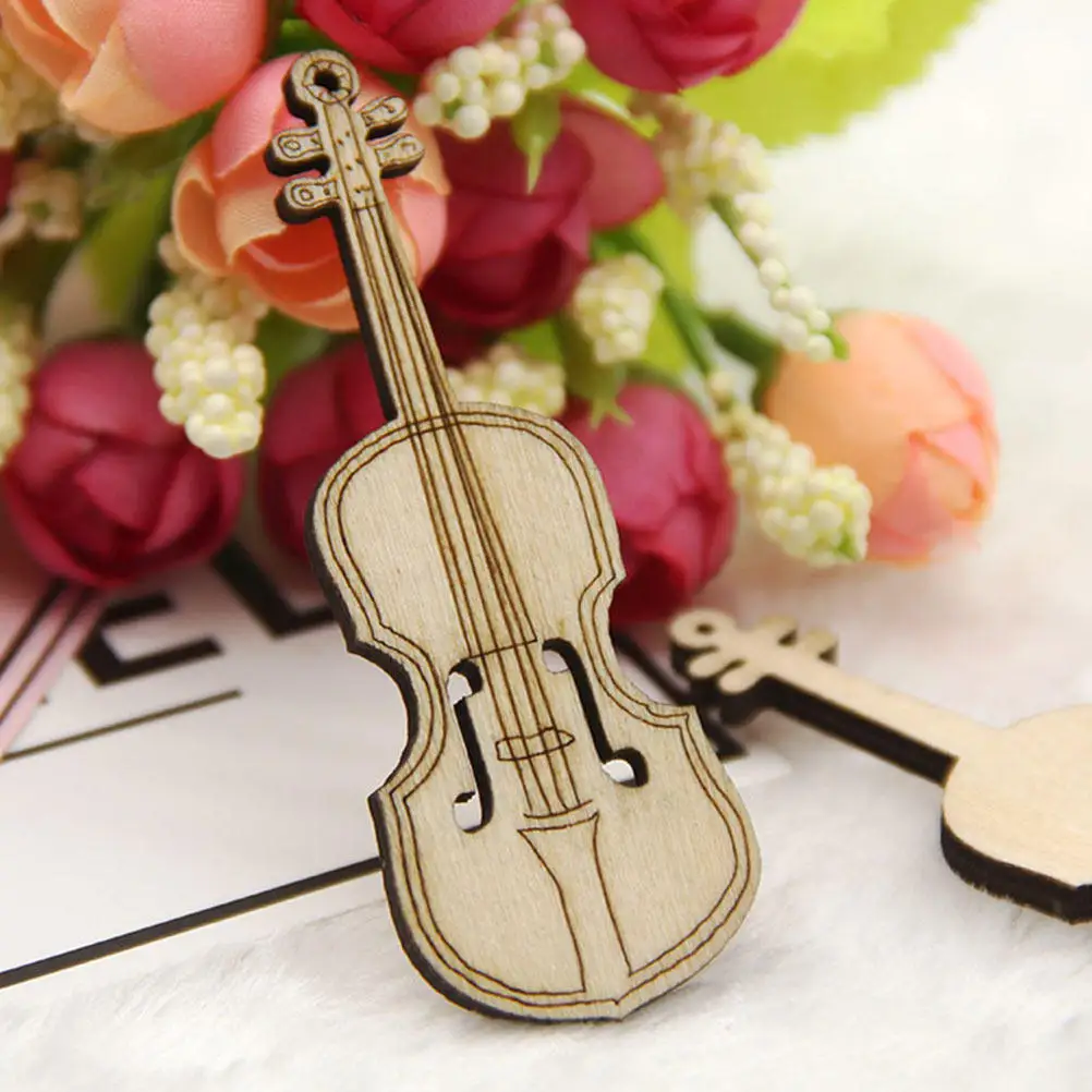 12Pcs Mini Wooden Violin Decor Natural Safe Material Perfect for Mini House Decoration DIY Craft Projects Photo Background Prop