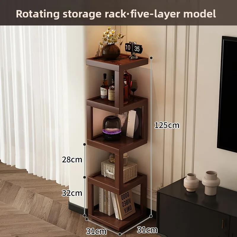 Rotating Corner Cabinet Storage Display Shelf 90° Right Angle Space Saver Living Room Wall Corner Unit Triangle Organizer