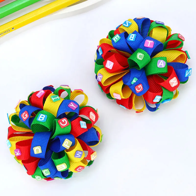 2Pcs Ribbon Hydrangea Hair Clips For Girls Back To School Flower Hairpins Princess Barrettes Boutique Headwear Hair Accessories