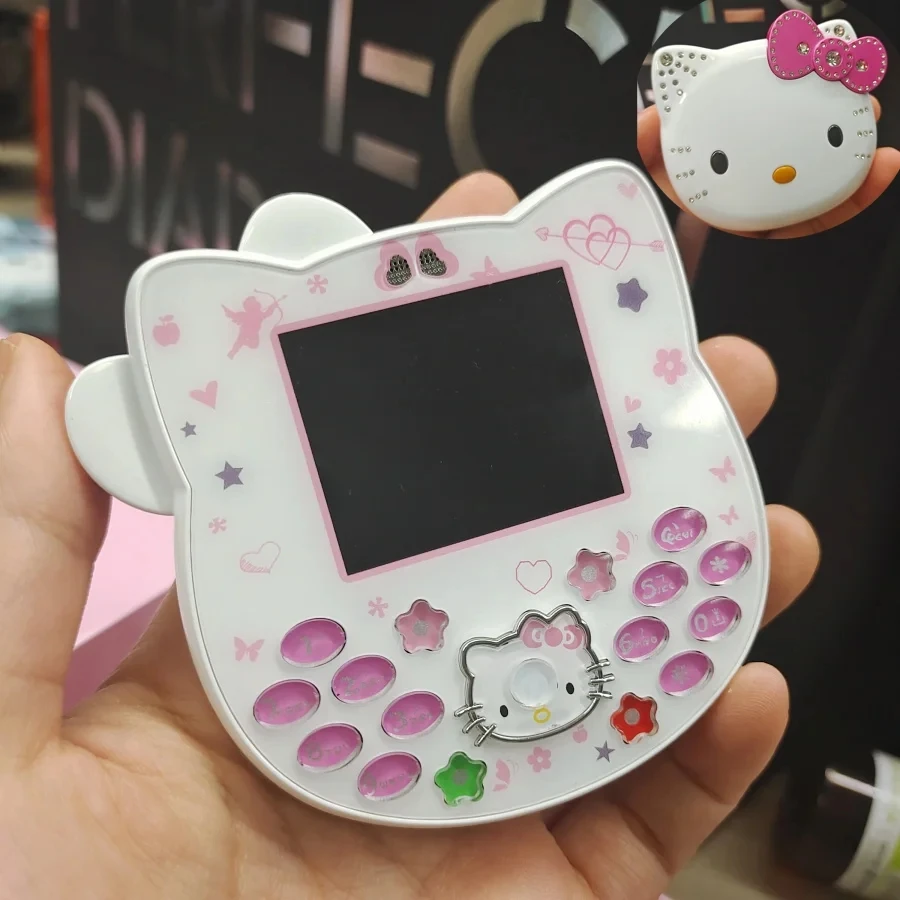 2024 Sanriofor Mini Phone Student New Hello Kitty Flip Phone Button Phone Taiml Kawaii Phone Fashionable Children Girls Gift