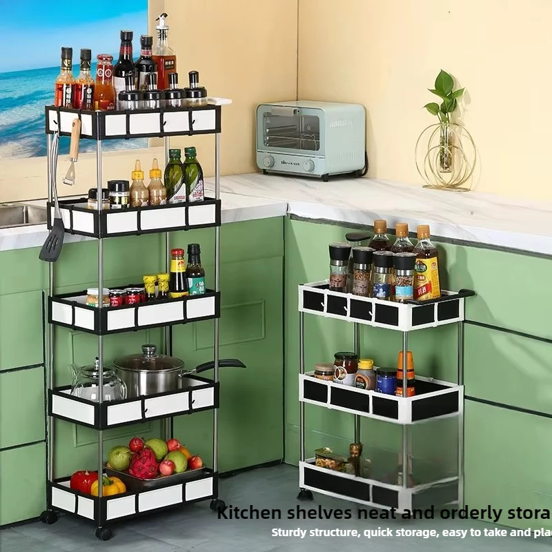 

Kitchen Shelf Detachable Floor Stand Trolleys Storage Rack Multi-storey Bedroom Shelf Spice Racks