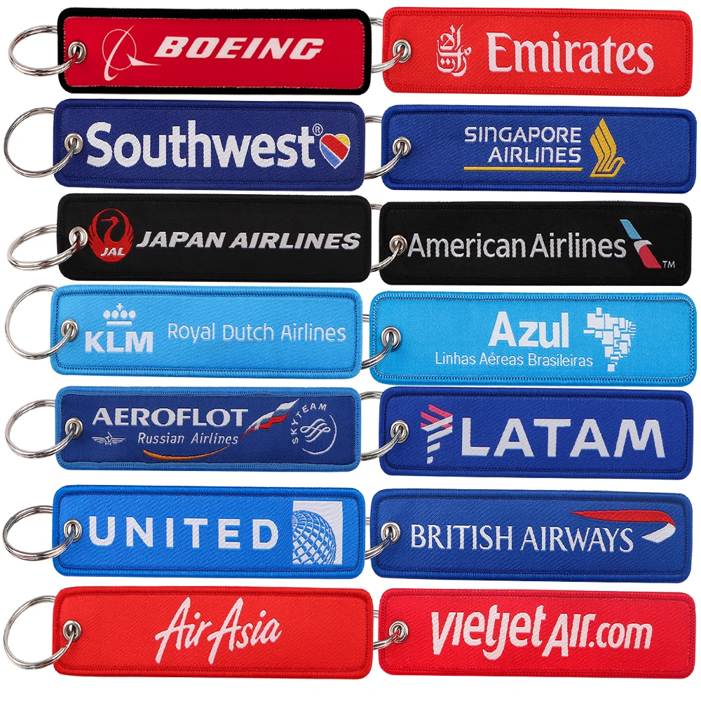 

Aircraft Logo Key Chain for Motorcycles Embroidery Key Fobs Holder Men Key Ring Airplane Jet Tag Key Tag Accessories