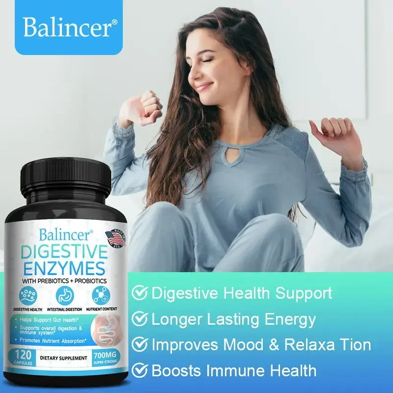 Digestive Enzymes, Prebiotics + Probiotics Capsules, Ultimate Support for Gut Health, Promotes Digestion and Immune Support