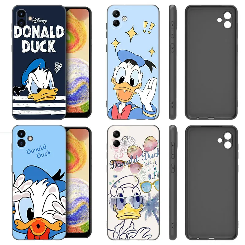 Cute D-Donald Duck Phone Case For Samsung Galaxy A01 A03 Core A04 E A02 A05 A10 A20 A21 A30 A50 S A6 A8 Plus A7 2018 Black Cover