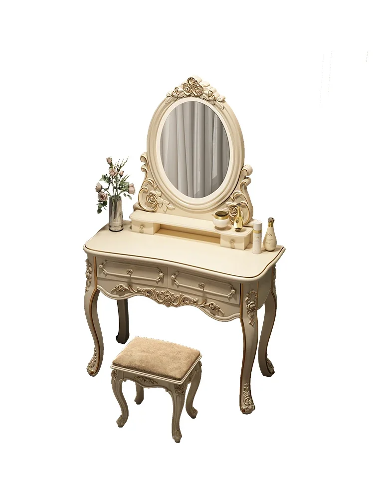 Luxury Nordic Dressing Table Mirror Vintage Bedroom Make Up Dresser Table Drawer Storage Vanity Tocador De Maquillaje Furniture