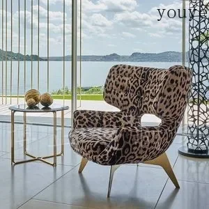 S Italian Luxury Animal Pattern Single Chair Armrest Hollow Leisure Sofa Villa Floor Negotiation Single Chair