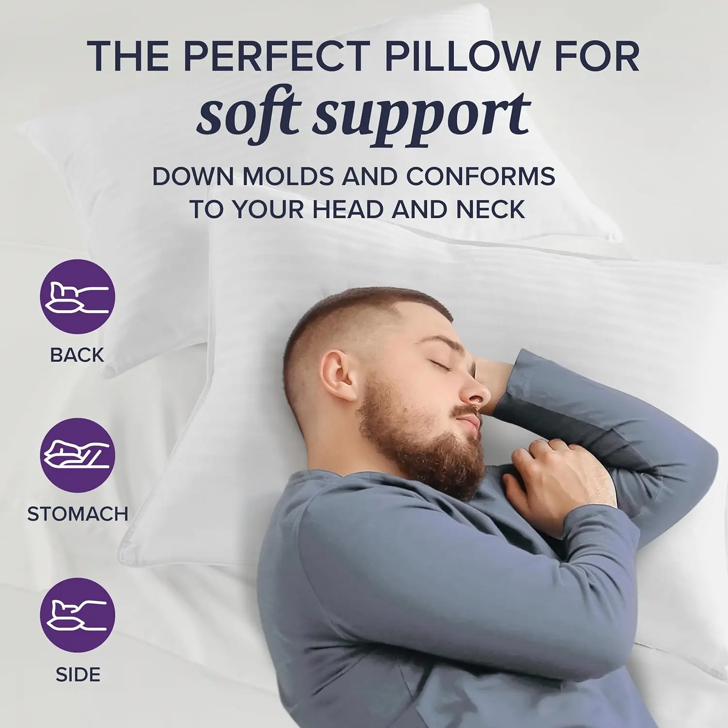 Luxurious 100% Goose Down & Feather Pillow Head Neck Pillows for Sleeping Bed Pillows 100% Satin Cotton Shell Down Proof 1pc - Image 5