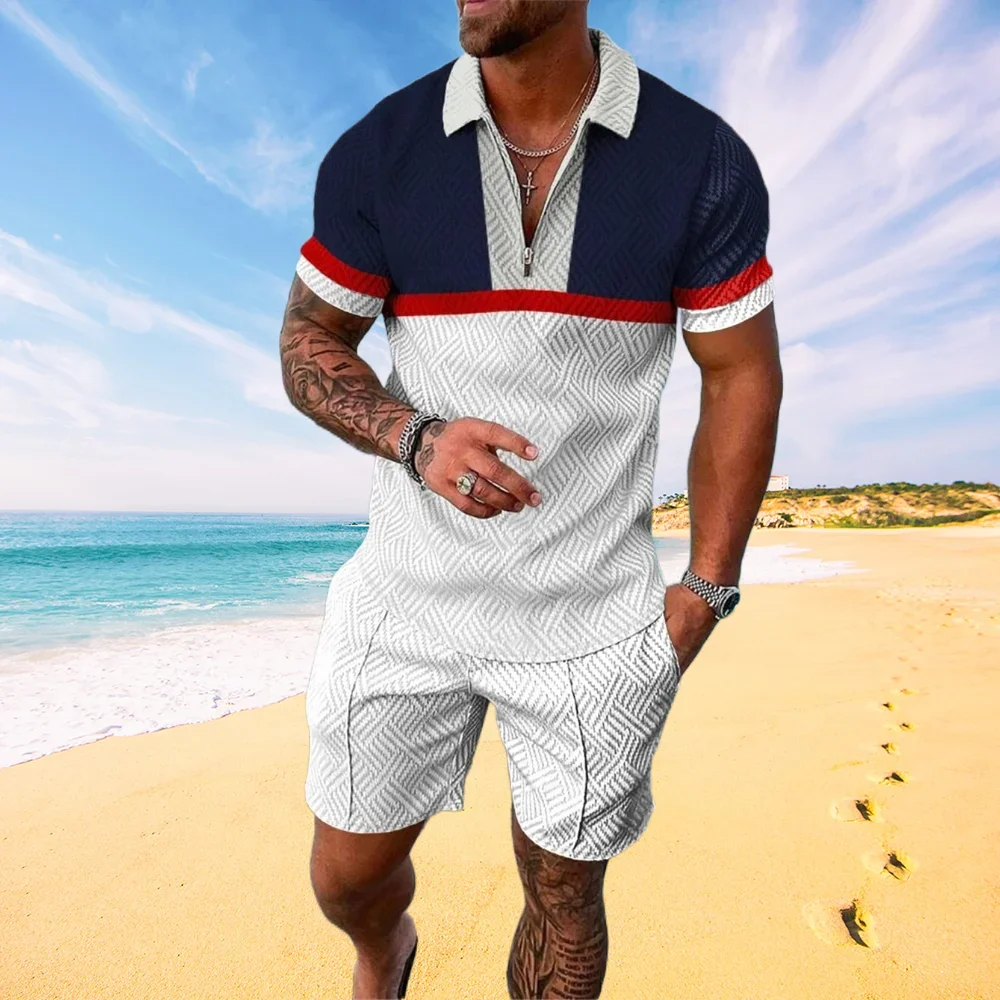 Summer Men\'s Polo Shirt Set 3d Print Short Sleeve Polo Shirt + Shorts Suit Fashion Sportswear Men Clothing Polo Shirts For Men