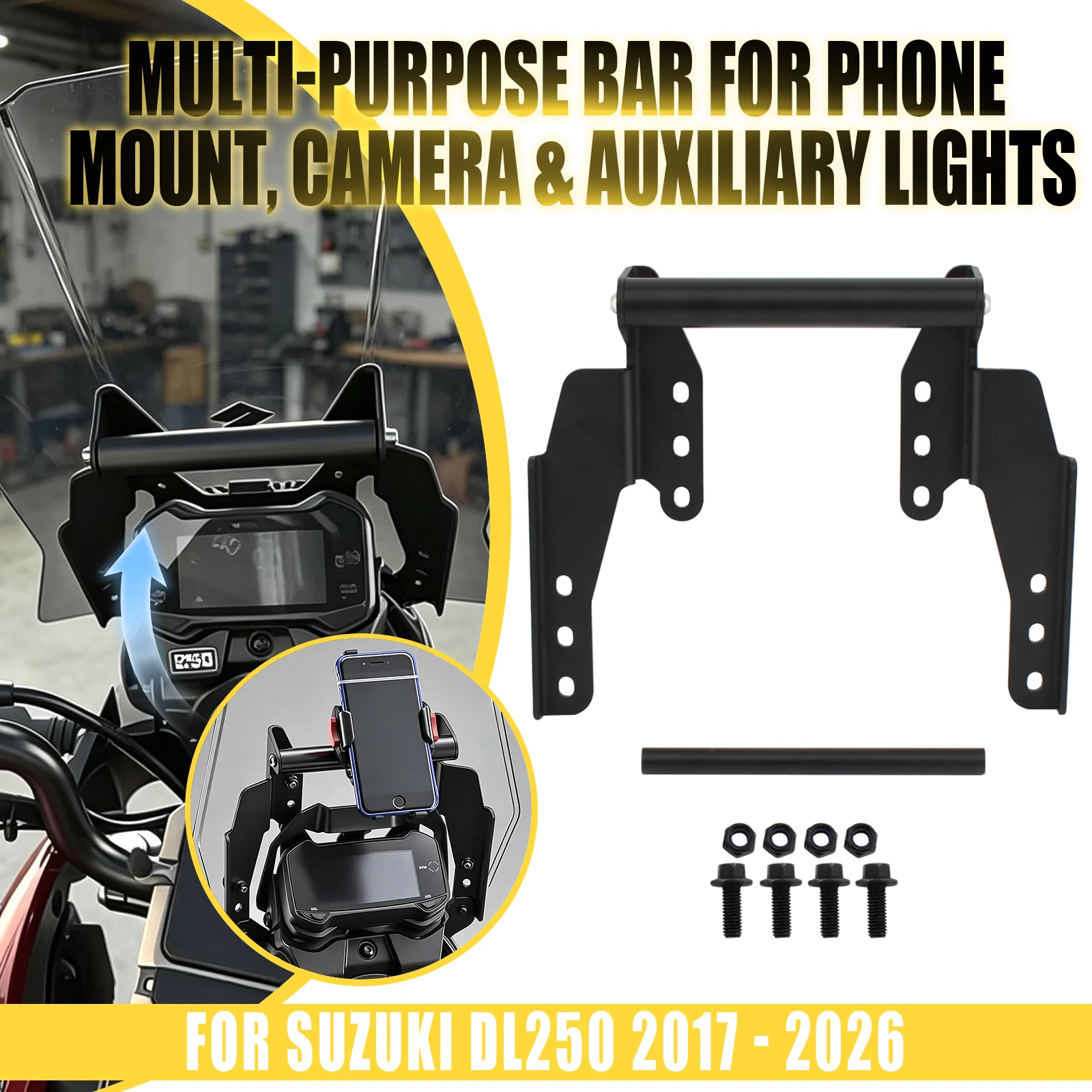 motorcycle-navigation-bracket-windshield-lift-phone-holder-extension-stand-for-suzuki-dl250-2017-2018-2019-2020-2021-2026