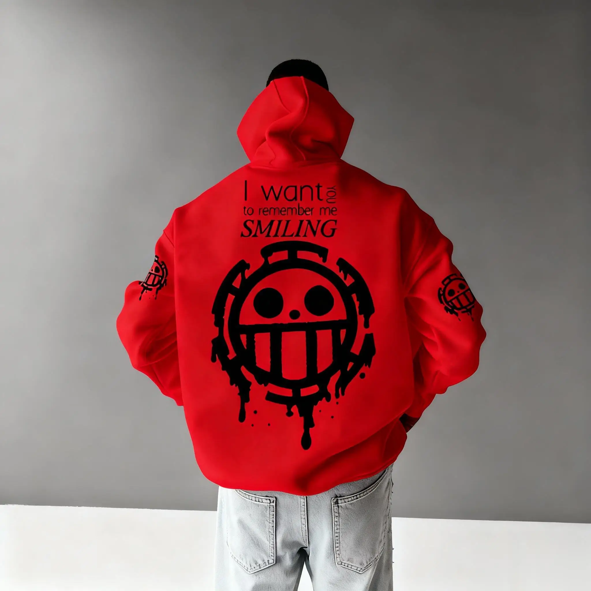 Heren hoodie uit één stuk anime print streetwear casual sweatshirt oversized casual streetwear Y2k herfstmode unisex