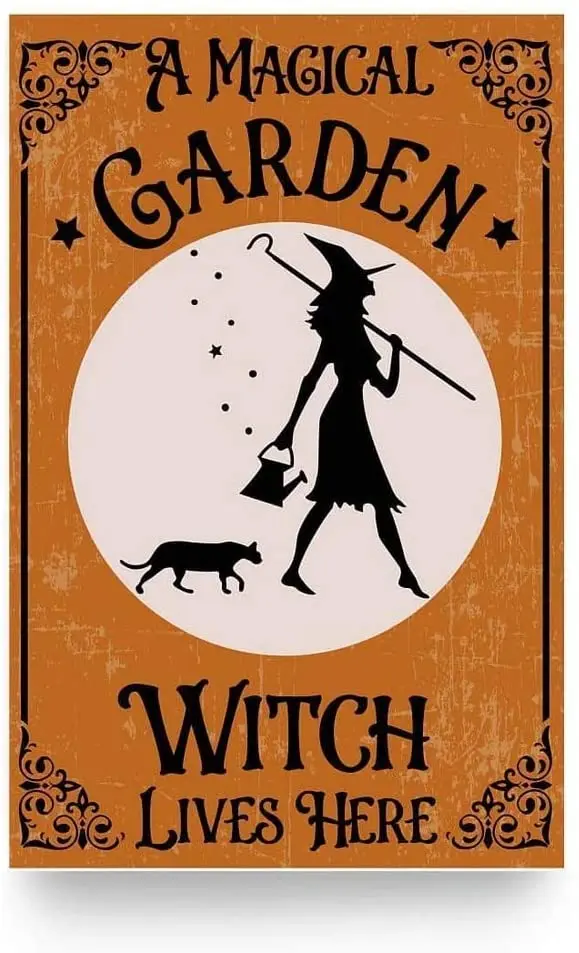 Halloween A Magical Garden Witch Lives Here Rustic Halloween Sign Spooky Sign Magic Spell Halloween Night 8X12 inch