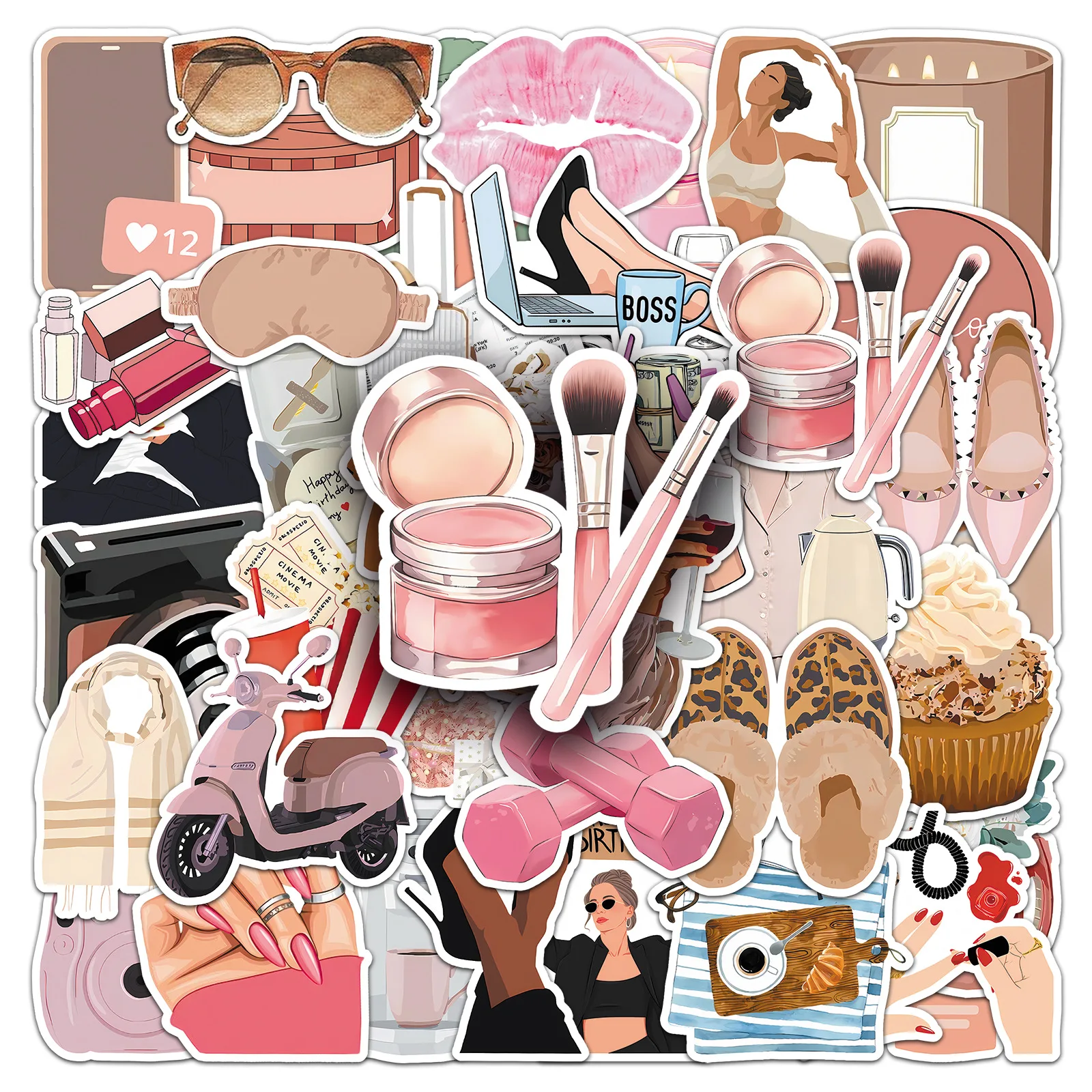 

50 шт. эстетичных наклеек «Городская девушка» в модном стиле, водонепроницаемые виниловые, для чехлов для телефонов, дневников, скрапбукинга, DIY декора