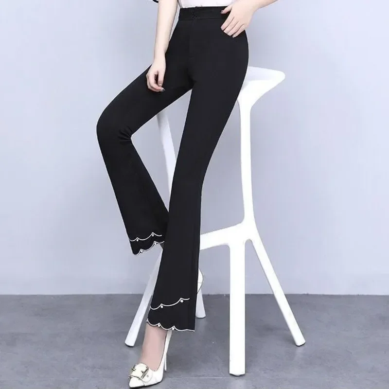 

Black Flare Pants Slim Women Clothing Korean Fashion High Waist Trousers Casual Office Formal Pantalon Femme 2023 New E120