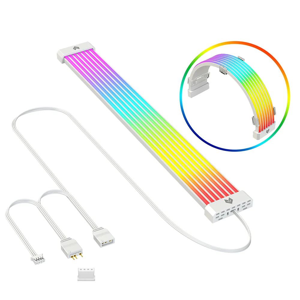 

RGB Power Extension Cable Kit - ARGB Motherboard Power Supply Cable, 24 Pin ATX Cable 5V 3Pin Synchronized PSU Cable