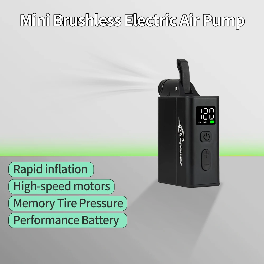 Elektrische Fahrradpumpe mit schnellem USB-C-Ladeanschluss, 120 PSI, tragbarer Mini-Reifenfüller mit zwei 480mAh Akkus und Display – Detail 33