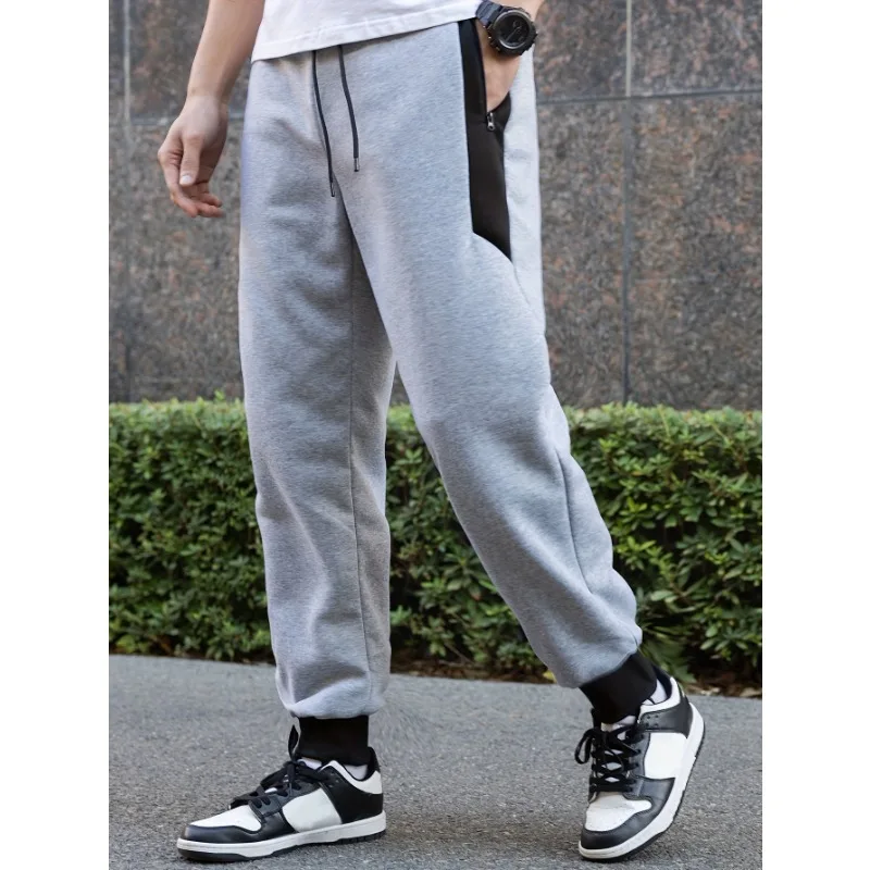 

Men's Casual Cotton Polyester Sports Pants Spring Autumn Nine Points Drawstring Elastic Waist Thick Fashionable Pants Joggers