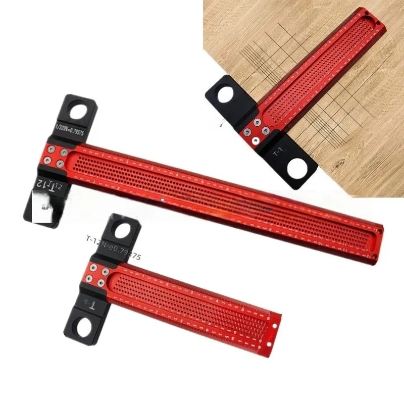 Woodworking Hole Marking Ruler 6 12 Inch Parallel Vertical T Shaped Line Crossing Drawing Tool 1 32 Increment Precision