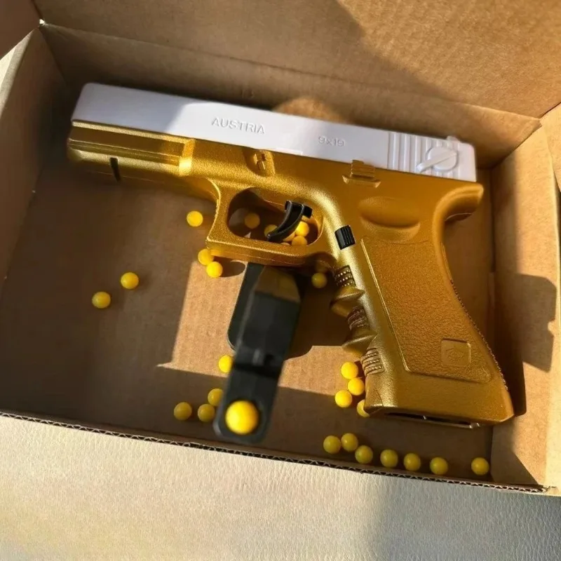 Hot Sale 2026 Platinum Gold Toy Gun, Shoots 7-8mm Soft Rubber Ammo, Safe Outdoor Game Blaster for Children