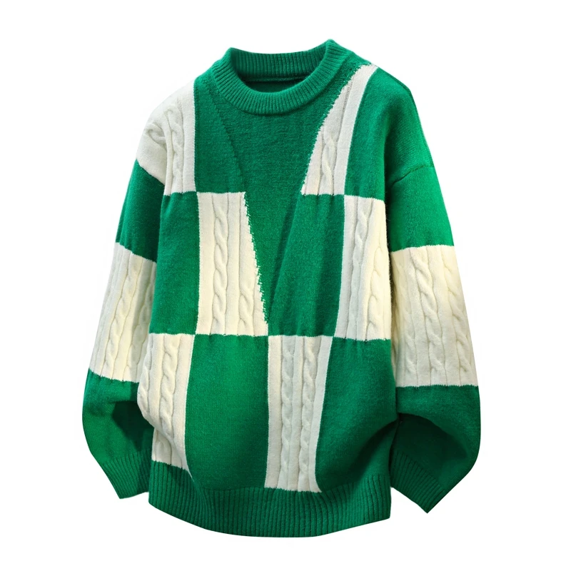 

Вязаный свитер в сетку на осень/зиму, модный вязаный свитер высокого качества, модный однотонный уличный свитер 2025 года, повседневные теплые топы для отдыха