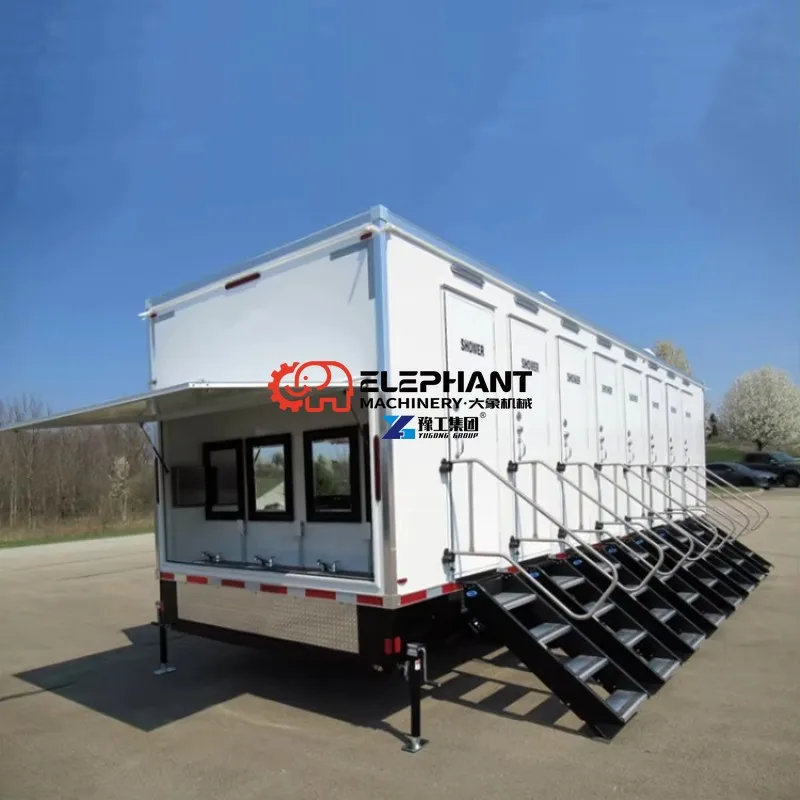 Luxury Portable Outdoor Toilet Trailer Durable Fiberglass Mobile Hand Washing Station Trailer Events Bathroom Trailer for Sale
