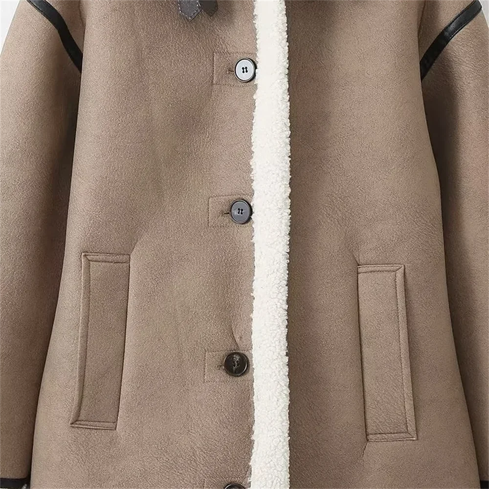 2024 Winter · New fur integrated coat for autumn and winter, new women's double breasted mid length coat