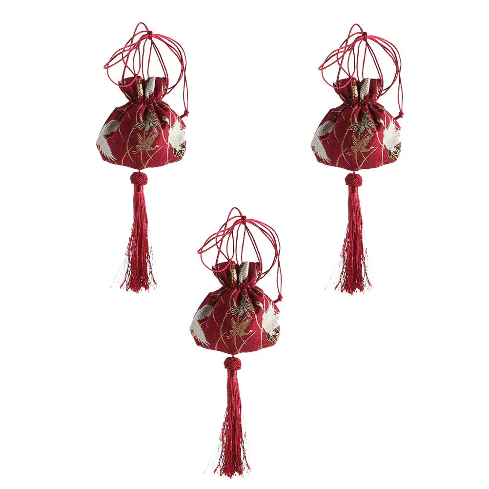 

3Pcs Chinese Sachet Pouch Delicate Portable Cotton Cloth Decorative Empty Sachet Holder Festival Costume Decor