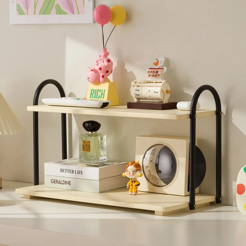 رف كتب ريترو لسطح المكتب، رف كتب صغير بسيط متعدد الطبقات لتخزين المكاتب المنزلية ورف تنظيم أثاث غرفة المعيشة