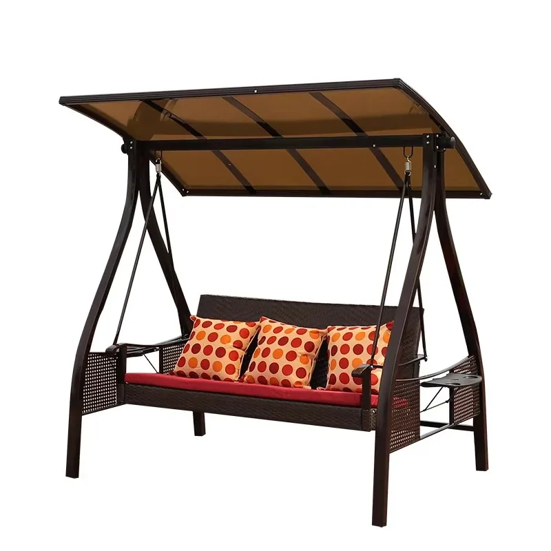 

Современные и простые уличные качели-диван для патио, балкона, сада, террасы, из кованого железа и алюминия, на солнечной энергии, трехместные, с функцией качания