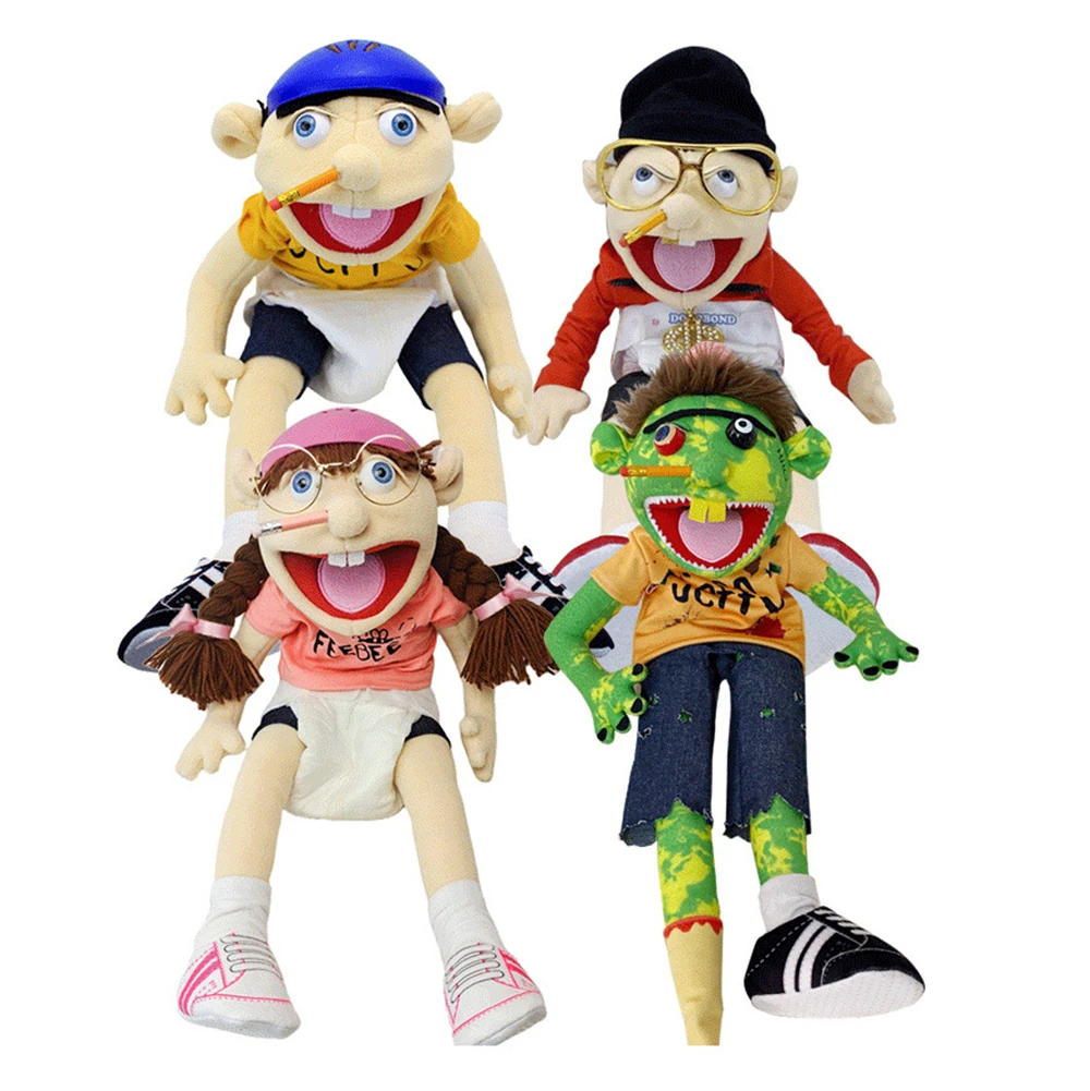 

60cm Large Jeffy Puppet Plush Hat Game Toy Boy Girl Cartoon Feebee Hand Puppet Plush Doll Talk Show Party Props Christmas Gift