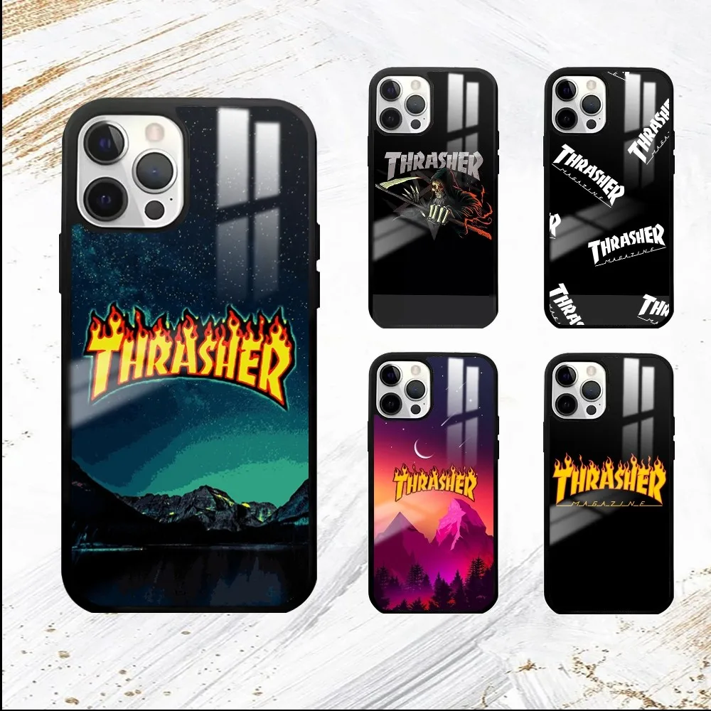 Fasion cool thrasher Phone Case For iPhone 16 15 14 13 12 11 Pro Max Plus Mini PC Fashion mirror phone case