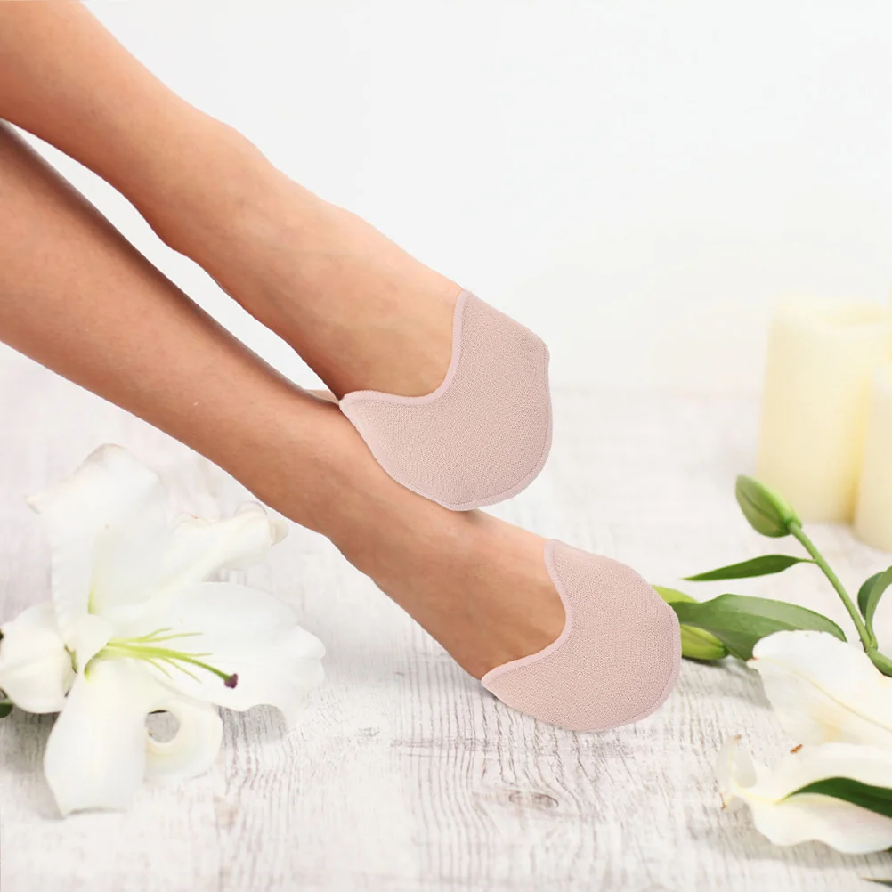 

2pcs High Heel Toe Protectors Beige Wide Head Comfortable Anti Slip Transparent Double Layer Forefoot Wrap For Pointed Shoes