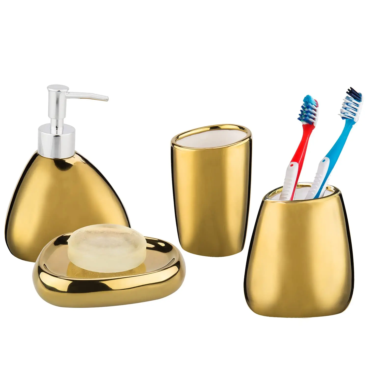 Modern Ceramic Bathroom Accessory Set with Soap Dispenser Mouthwash Cup Toothbrush Holder And Soap Dish Bathroom Gift