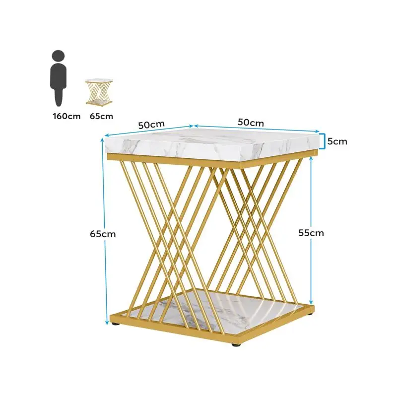 طاولة نهاية خشبية - أثاث حديث لغرفة المعيشة أو غرفة النوم أو المكتب، تصميم أنيق مع رف تخزين، منزل متعدد الاستخدامات