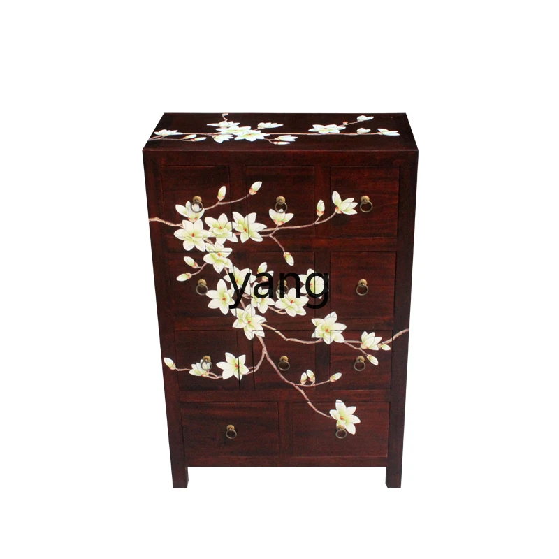 

L'm'm New Chinese Hand-Painted Furniture Chest of Drawers Camphorwood Solid Wood Porch Hallway Decoration Locker