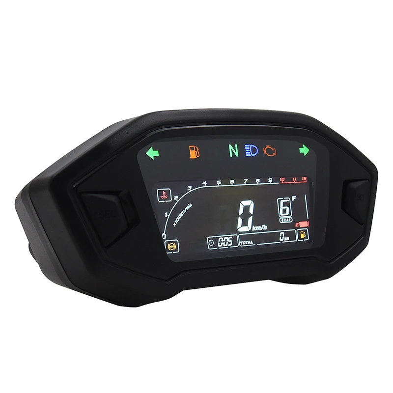 Universal Motorcycle Digital Speedometer LED Tachometer Dashboard Instrument Panel Meter LCD Display10000 RPM For Cylinder 1 2 4