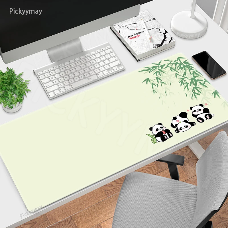 

Panda Locking Edge Mouse Mats Cute Large Rubber Mouse Pad Kawaii Mousepads Gamer Mousepad Green Desk Pads 900x400 Keyboard Mat