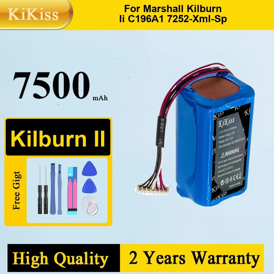 

7500mAh KiKiss Powerful Battery For Marshall Kilburn II C196A1 7252-XML-SP Bluetooth Speaker with 7-wire Plug