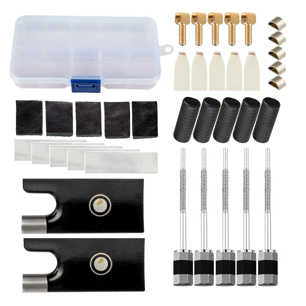 Assorted DIY Violin Bow Making KIT Bow Accessories Ebony Frog Slide Eyelets Buttons For 4/4 Size Fiddle Bows Style 1