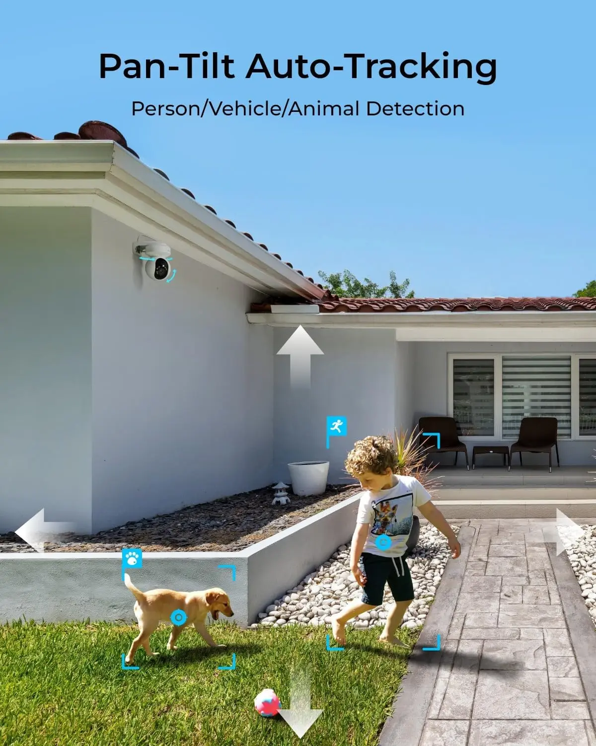 PoE 4K Outdoor Home Security Camera with 355° Pan & 50° Tilt Auto Tracking, 24/7 Recording, Color Night Vision, Smart Detection, Two-Way Talk, No Monthly Fee view 4
