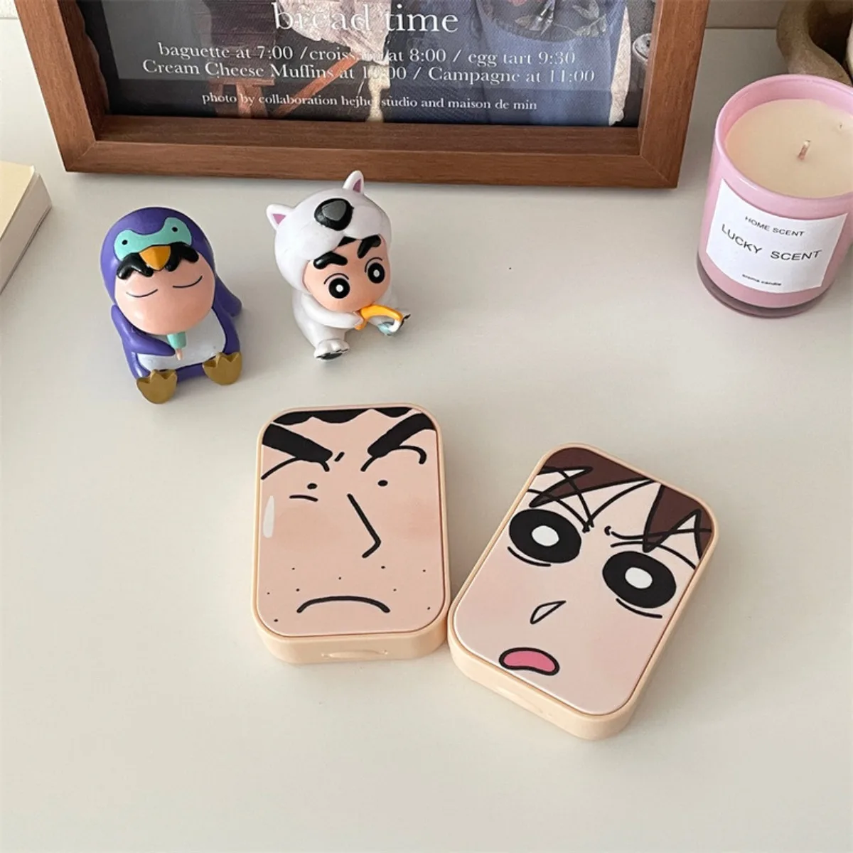New Crayon Shin-chan Anime Figures Cartoon Contact Lens Cases Multi-Pack Storage Box Contact Lens Case Eyewear Accessories Gift view 2