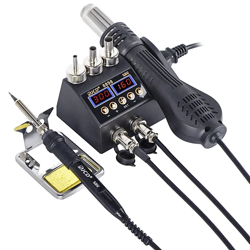 8898 Soldering Station Rework Station Hot Air Gun Welding Repair Soldering Iron Tools 2 in 1 LED Digital Station 750w Engine