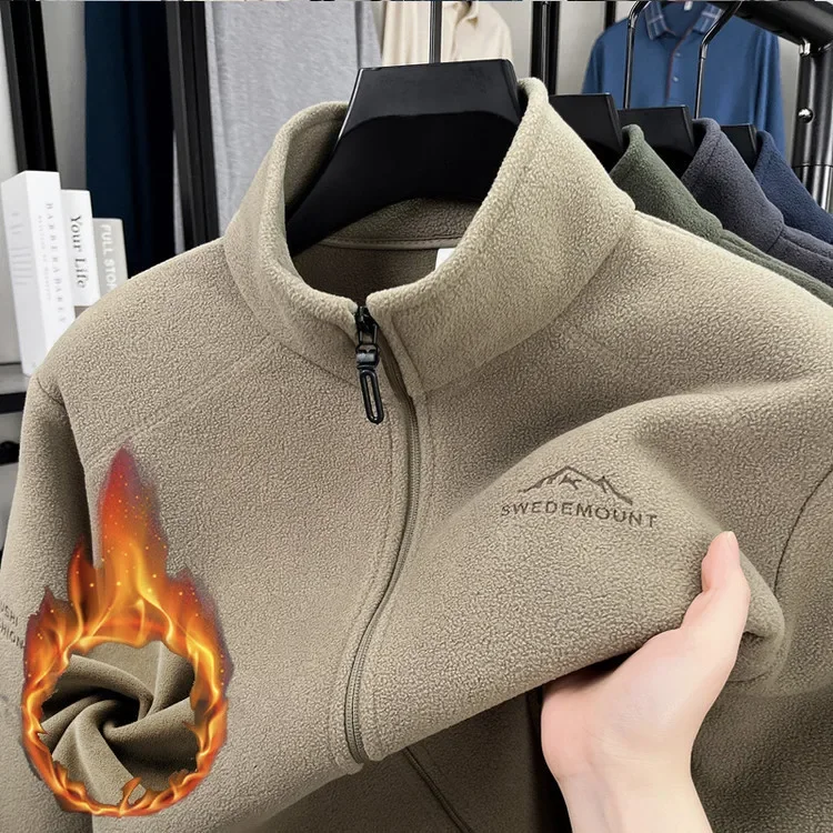 

New Men's Jacket for Young and Middle-aged Fashionable Casual Solid Color Warm Long Sleeve Jacket Business Men's Fleece Jacket