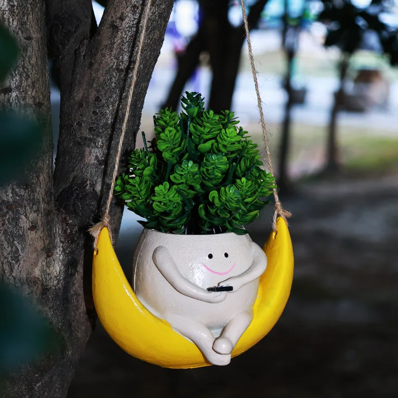 

Crescent Sofa Hanging Basket Resin Flowerpot Pendant Home Garden Garden Bonsai Decoration Planter Craft Gardening Pots
