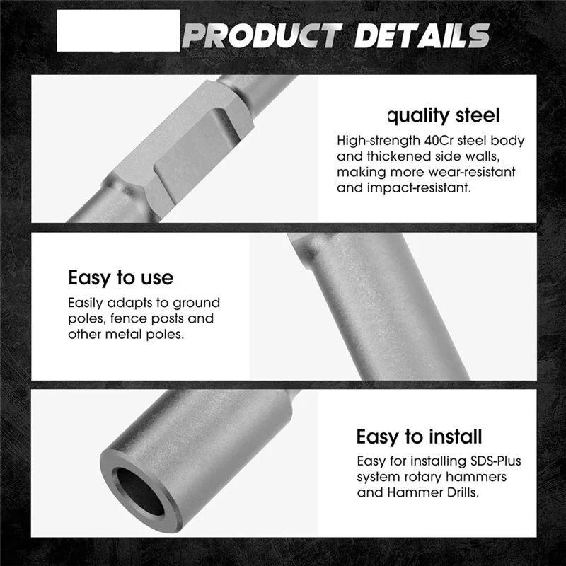 A93Z Hex Shank Ground Rod Driver Hammer Bor Ground Rod Driver Bit untuk Pembongkaran Hex dan 1-3/16 "Hex-Shank