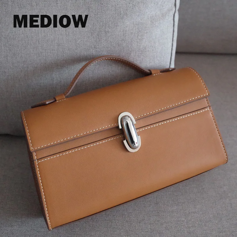 

MEDIOW Genuine Leather Bags For Women Luxury Designer Handbag And Purses 2024 New In First Layer Cowhide Lock Korean Casual Hand