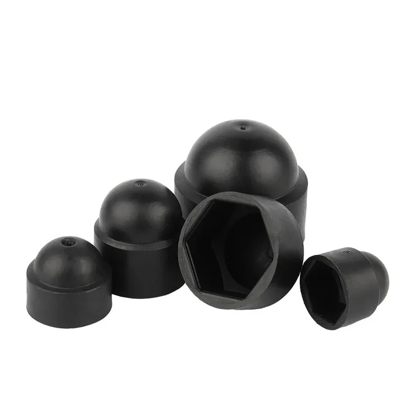 10/20 piezas tapas hexagonales negras cubierta de protección de plástico tuerca Acron cúpula tornillos hexagonales tuerca M4 M5 M6 M8 M10 M12