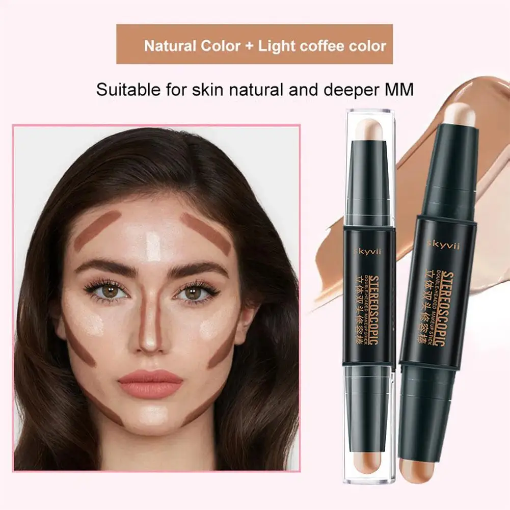 2 In1 Concealer Face High Gloss Contouring Stick Dual Purpose Nose Shadow Repair Powder Double Head Highlighter Contour Stick