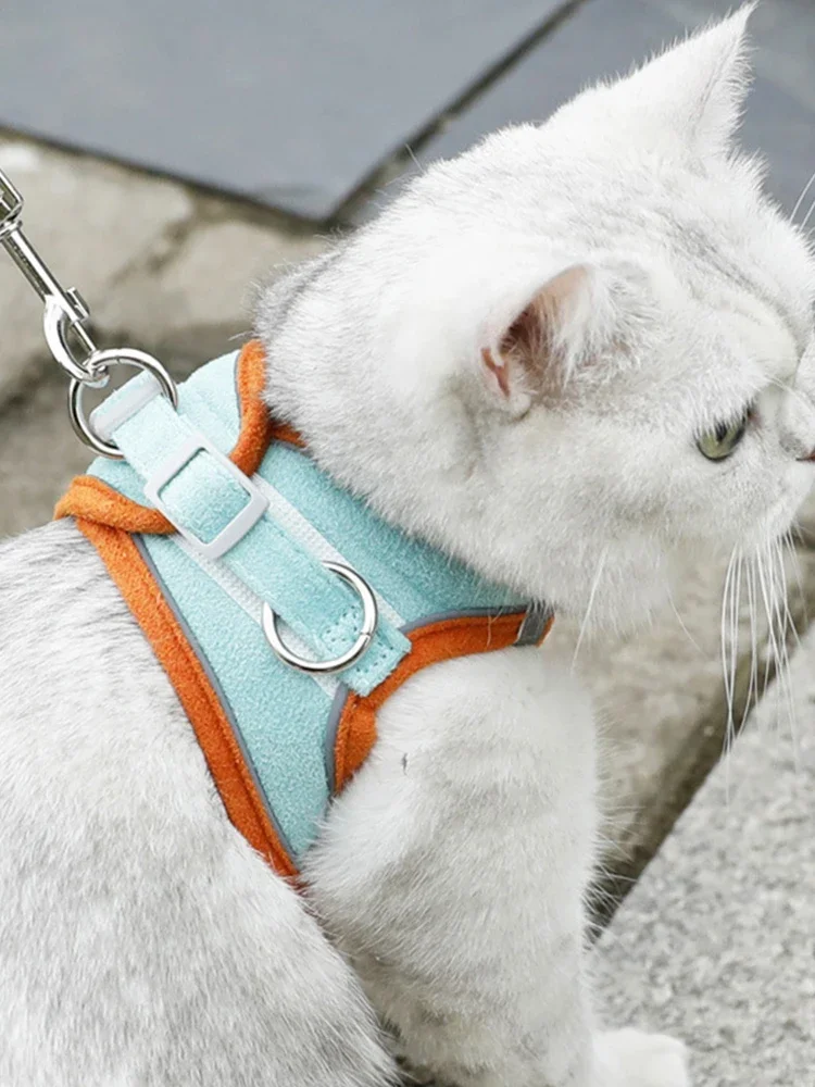 Anti-breakaway Vest & Harness Set Anti-breakaway Safety Adjustable Kitten Vest & Harness w/ Reflective Stripes Vest & Harness fo