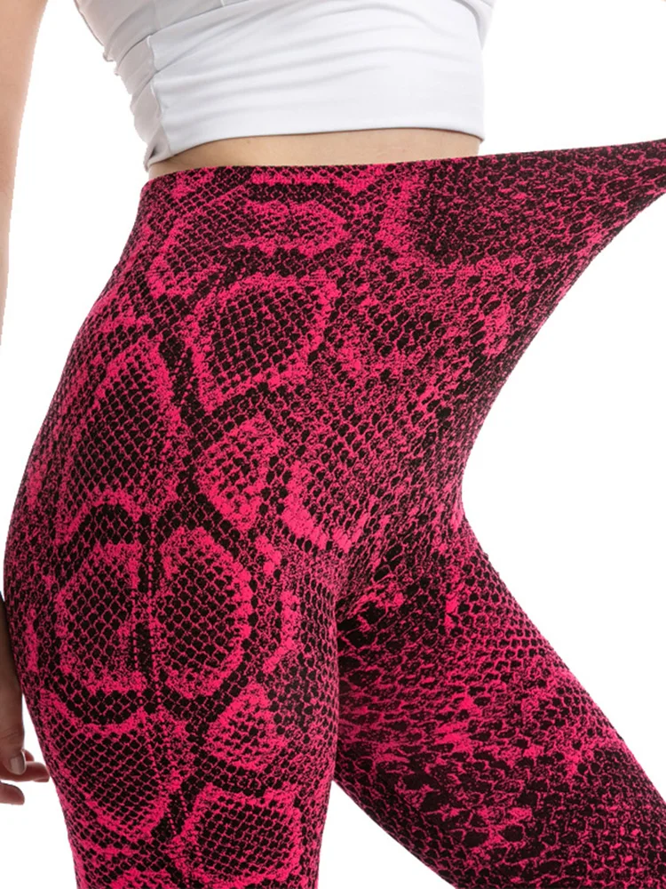 CHSDCSI-pantalones de Yoga con realce para mujer, mallas elásticas de cintura alta con patrón de serpiente para Fitness, mallas transpirables de alta elasticidad para correr